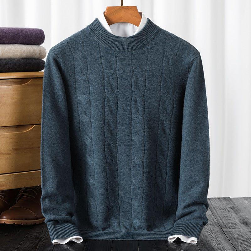 Herren eleganter Strickpullover mit strukturiertem Zopfmuster Echoarchiv