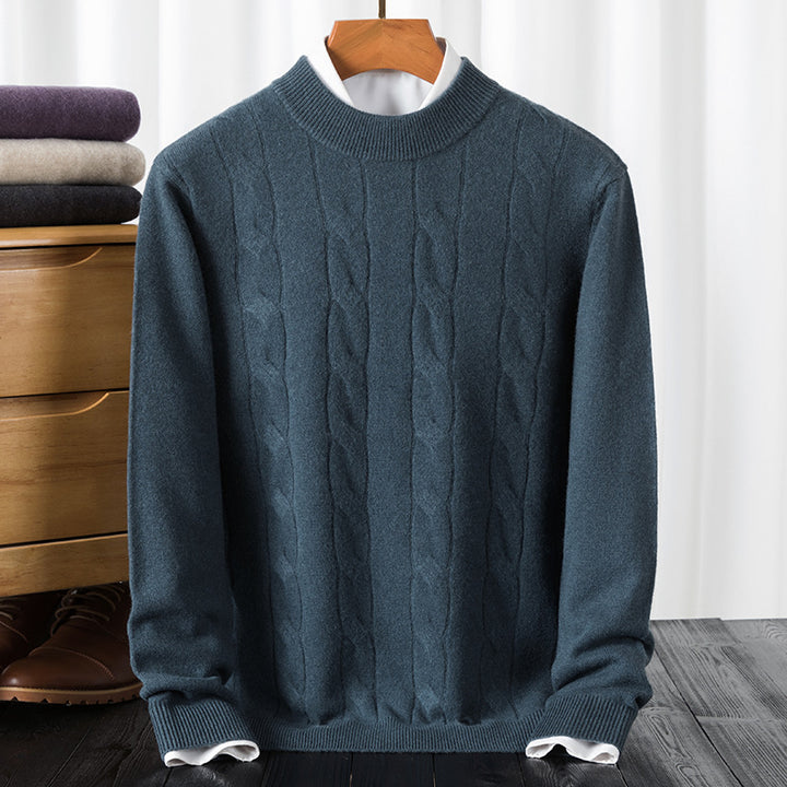 Herren eleganter Strickpullover mit strukturiertem Zopfmuster Echoarchiv