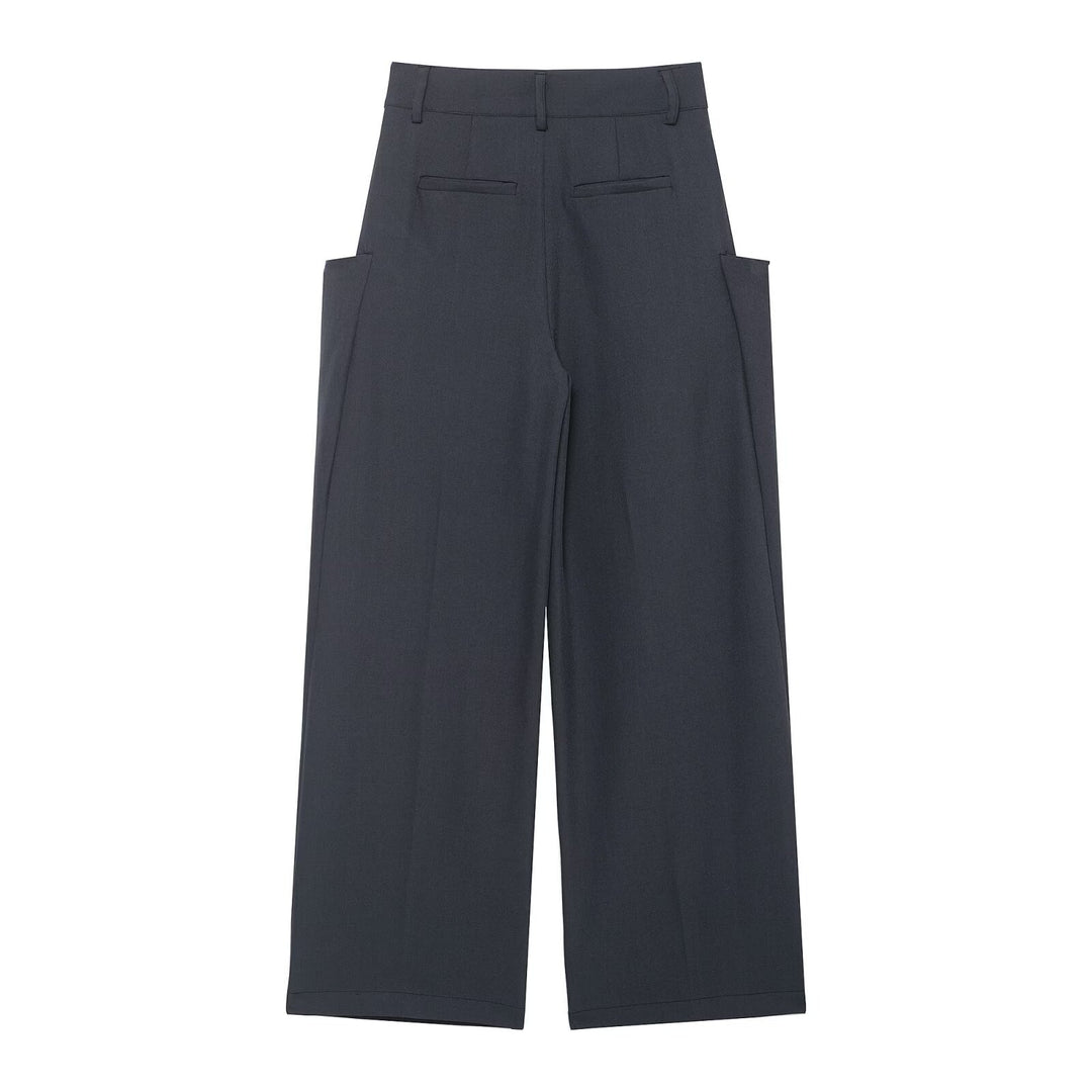 Damen Weite Culotte‑Hose mit hoher Taille und großen aufgesetzten Taschen Echoarchiv