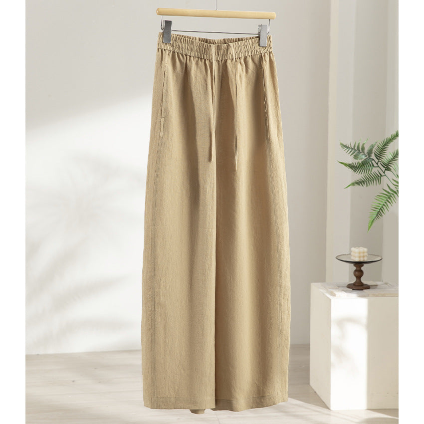 Damen Weite Leinen‑Optik Palazzohose mit elastischem Bund und fließender Silhouette Echoarchiv