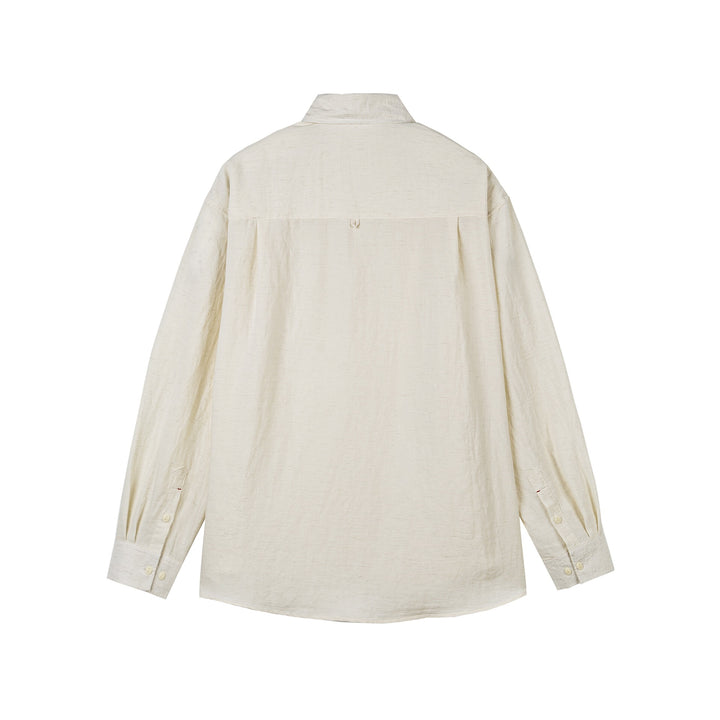 Unisex Lockeres Leinen‑Mix Oversize‑Hemd mit Brusttasche und abgerundetem Saum Echoarchiv