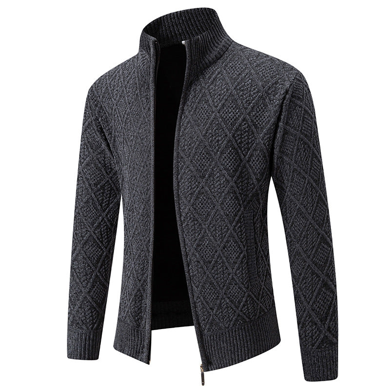 Herren Strickjacke mit strukturiertem Design und hohem Kragen Echoarchiv