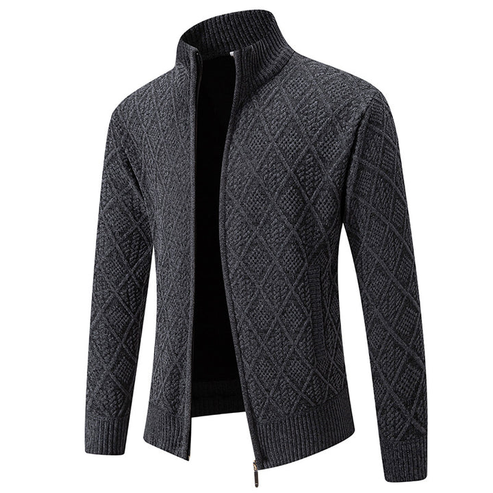 Herren Strickjacke mit strukturiertem Design und hohem Kragen Echoarchiv
