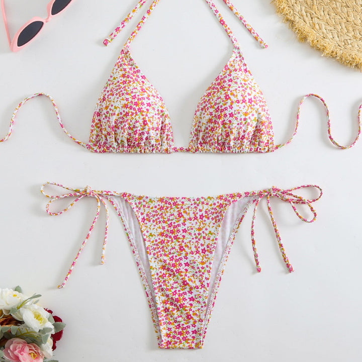 Damen Triangel-Bikini-Set mit verspieltem Blumenmuster Echoarchiv