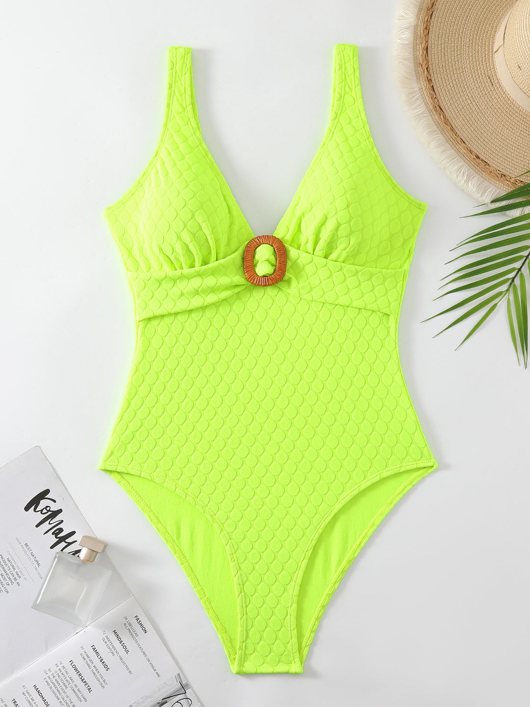 Damen One-Piece Badeanzug mit elegantem Holzring-Design Echo Archiv