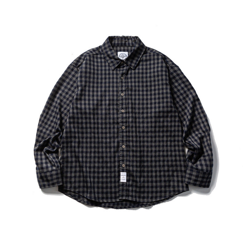Unisex Oversize-Karo-Flanellhemd mit Hemdkragen, Button-Front und abgerundetem Saum Echo Archiv