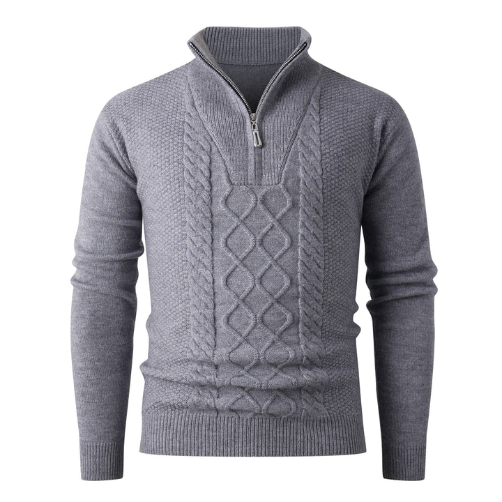 Herren Eleganter Strickpullover mit hohem Kragen und Reißverschluss Echoarchiv