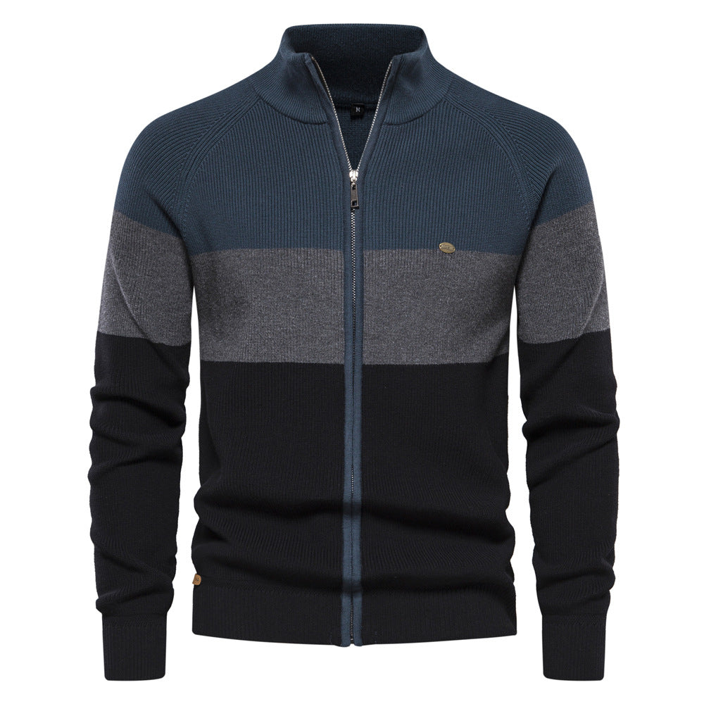 Herren Strickjacke mit modischem Farbblockdesign und hochwertigem Reißverschluss Echoarchiv