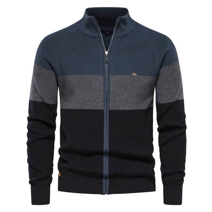 Herren Strickjacke mit modischem Farbblockdesign und hochwertigem Reißverschluss Echoarchiv