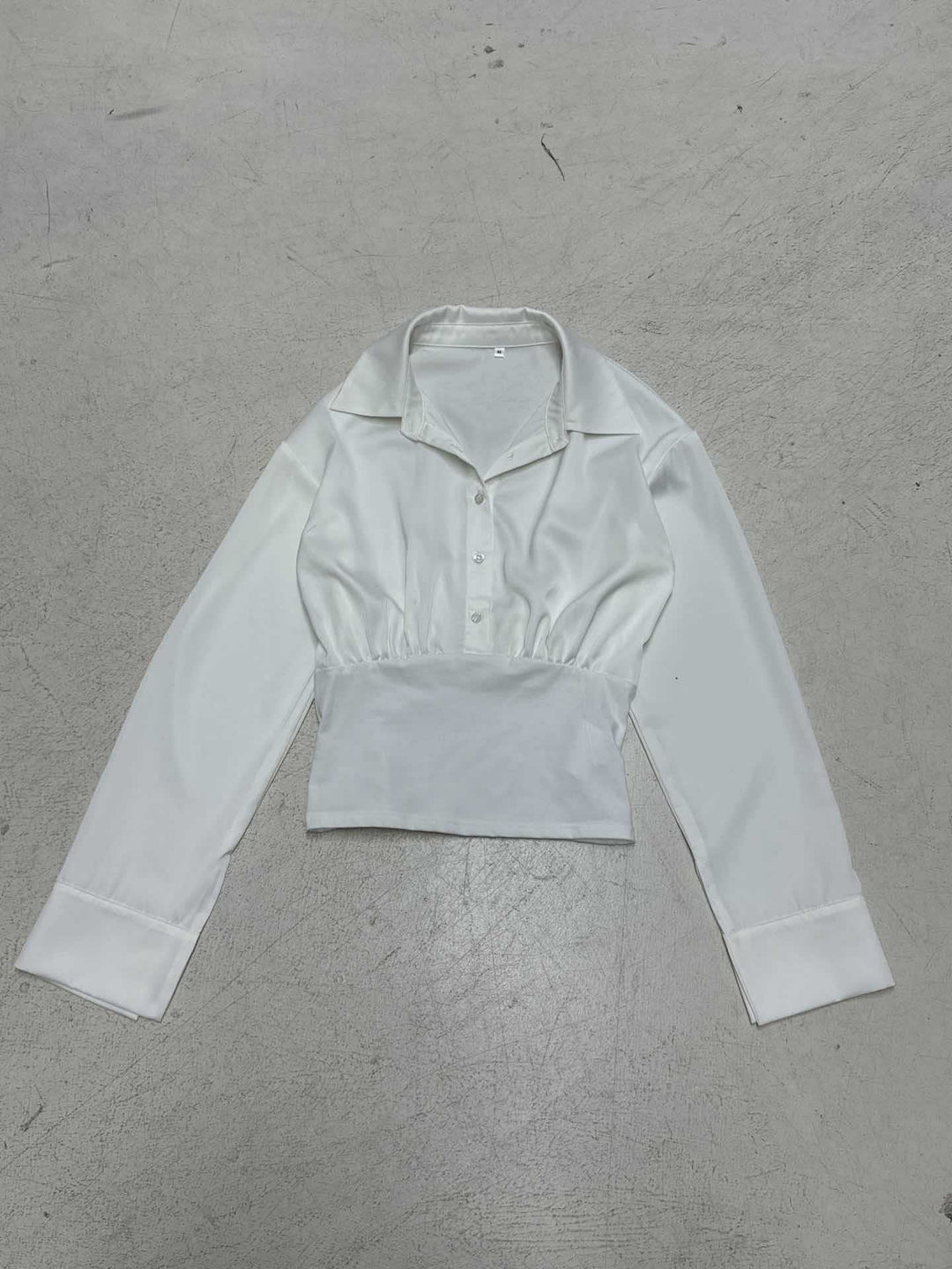 Damen nan taillierte Cropped-Bluse mit Hemdkragen und breitem Stretchbund Echo Archiv