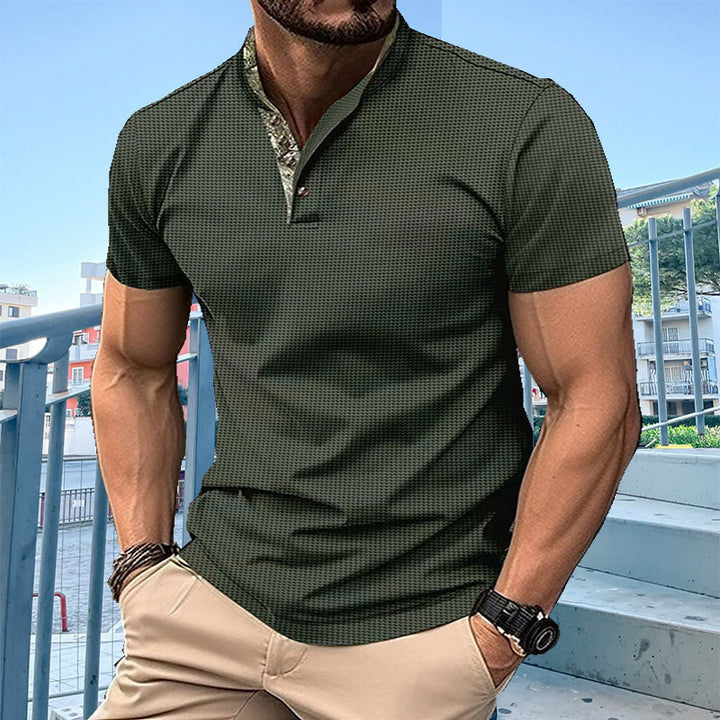 Herren Poloshirt mit modischem Kragen und strukturierter Oberfläche Echoarchiv