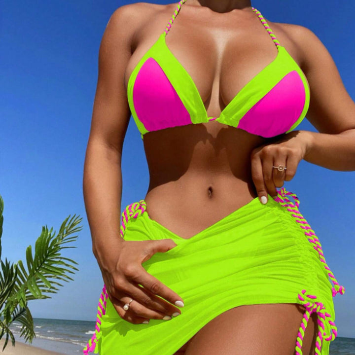 Damen Bikini-Set mit modernem Knoten-Design und figurbetontem Rock Echo Archiv