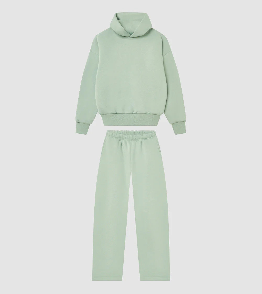 Unisex gemütliches Loungewear-Set mit hohem Rollkragen, relaxed-fit Sweatshirt und gerader Sweatpants – Auréline