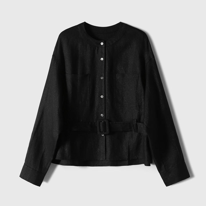 Damen Modische Oversized-Bluse mit Gürtel Echoarchiv