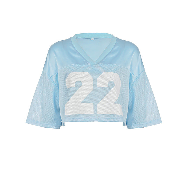 Damen Crop-Top im Sportlichen Design mit V-Ausschnitt und Netzdetails Echo Archiv