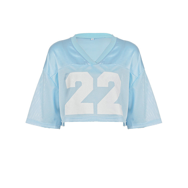 Damen Crop-Top im Sportlichen Design mit V-Ausschnitt und Netzdetails Echo Archiv
