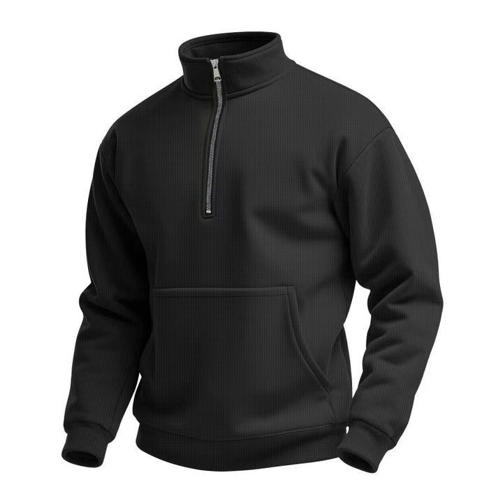 Herren Fleece-Pullover mit kurzem Reißverschluss und Bauchtasche Echoarchiv