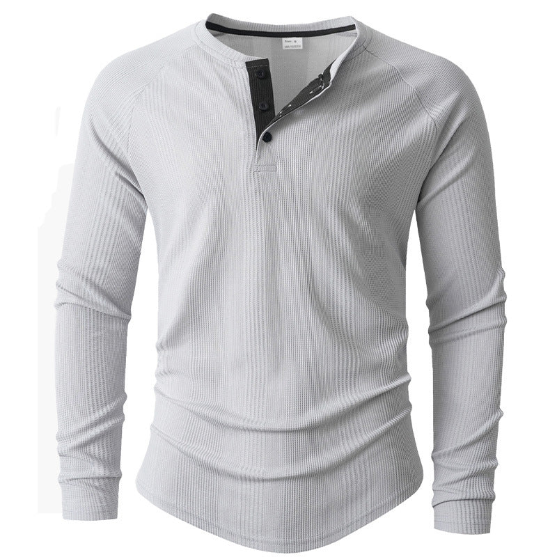 Herren Langarm Henley-Shirt mit strukturierter Oberfläche Echoarchiv
