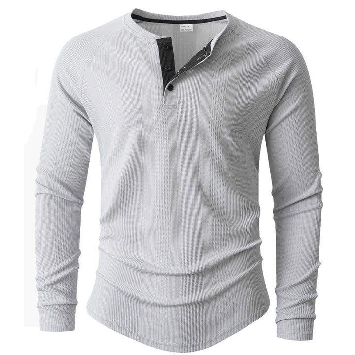 Herren Langarm Henley-Shirt mit strukturierter Oberfläche Echoarchiv