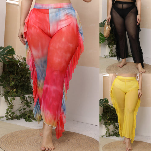 Damen elegante und luftige Strandhose mit Rüschendetails Echo Archiv