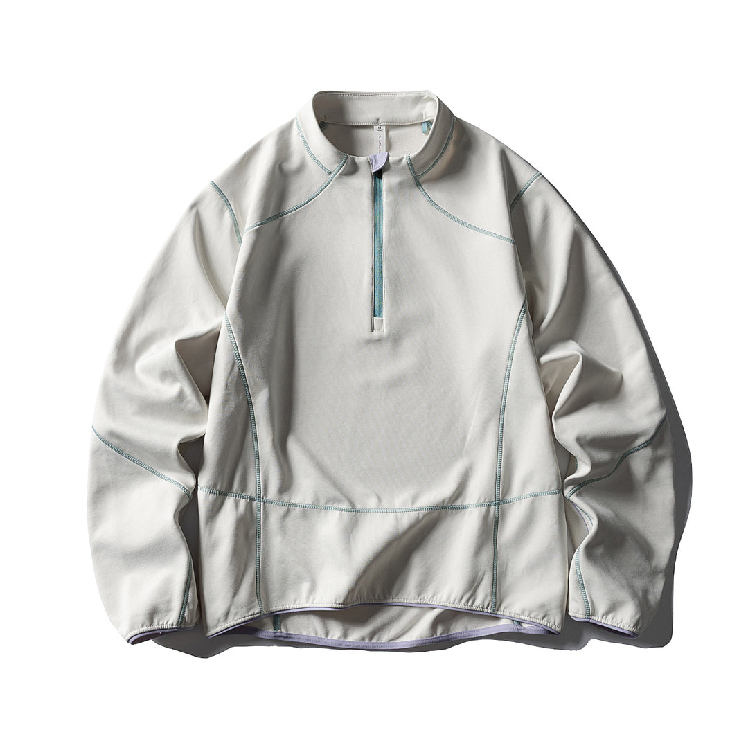 Unisex Halbzip-Fleecepullover mit Stehkragen, Flachnähten und verstellbarem Saum Echoarchiv