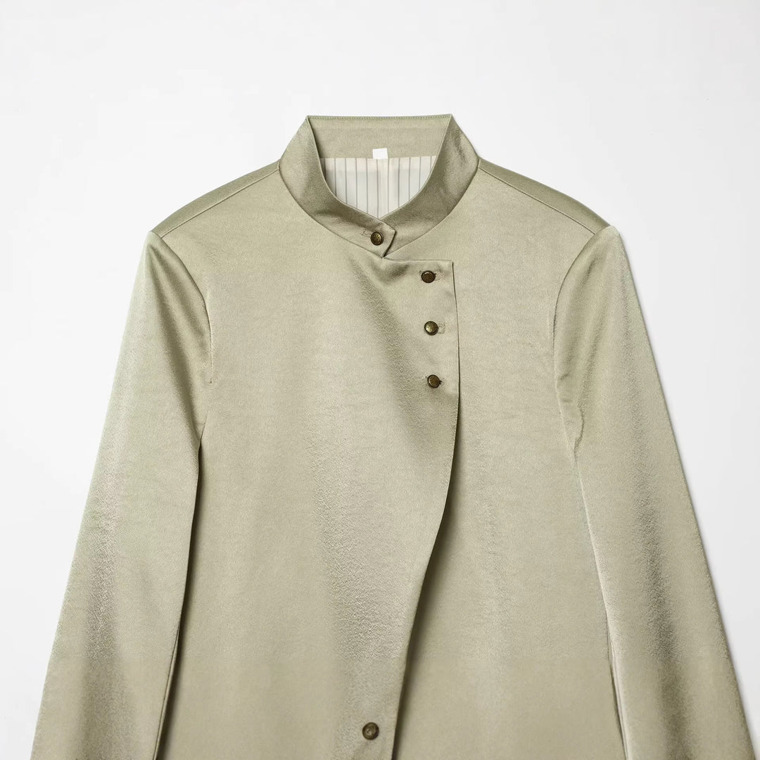 Damen Asymmetrischer Cape-Mantel mit Stehkragen und Zierknopfleiste Echo Archiv