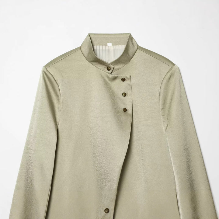 Damen Asymmetrischer Cape-Mantel mit Stehkragen und Zierknopfleiste Echo Archiv