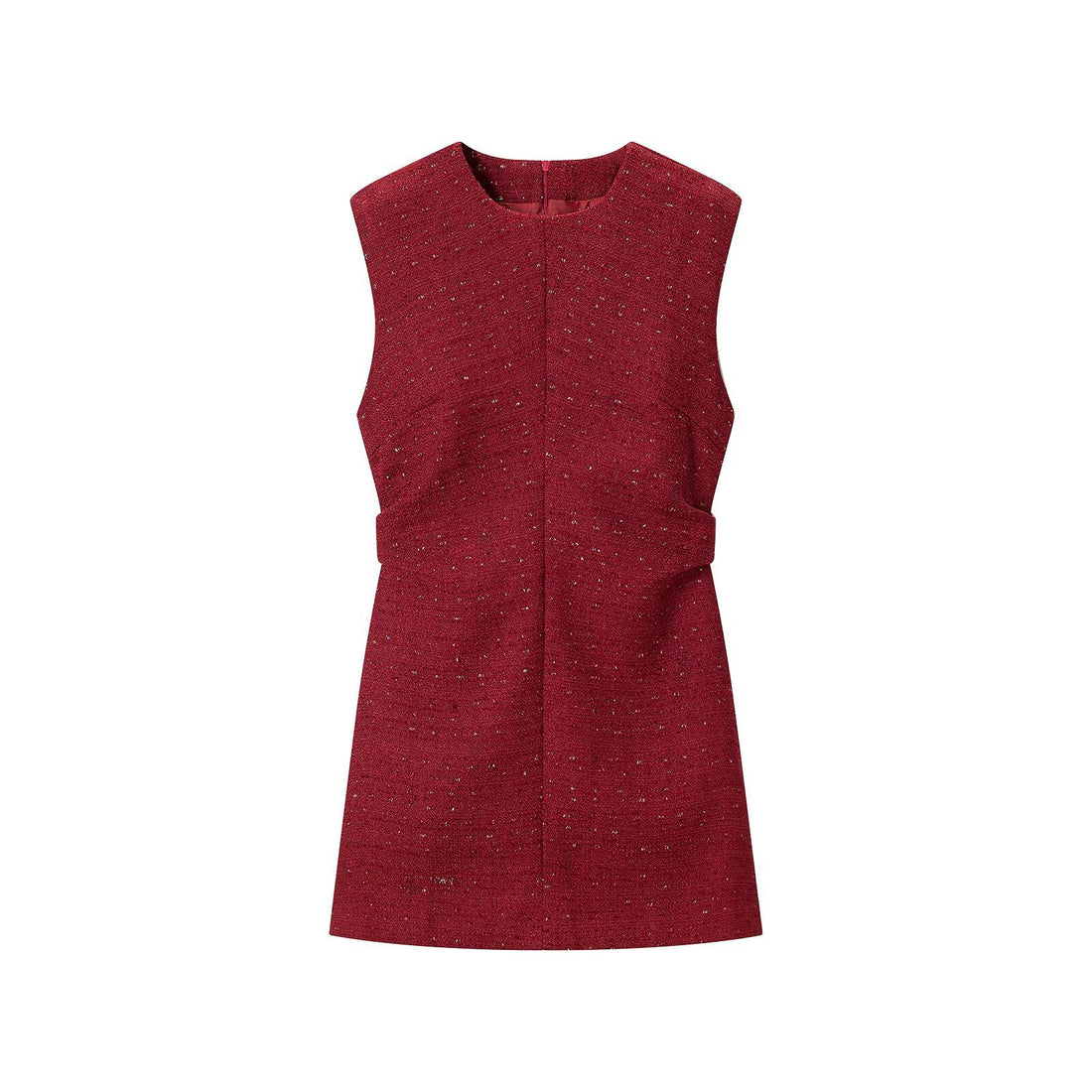 Damen Ärmelloses Tweed-Midikleid mit taillierten Seitenbahnen Echoarchiv