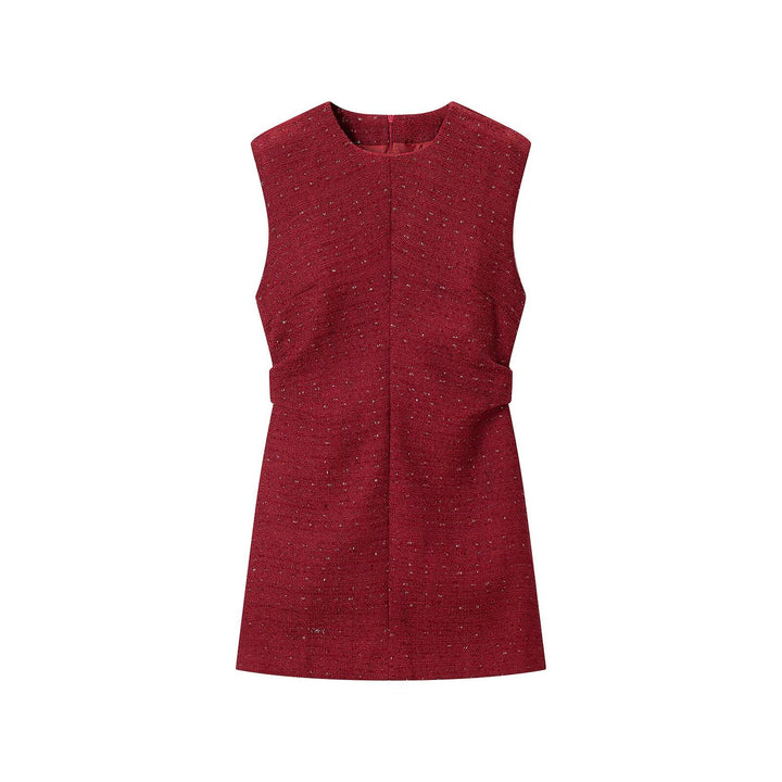 Damen Ärmelloses Tweed-Midikleid mit taillierten Seitenbahnen Echoarchiv