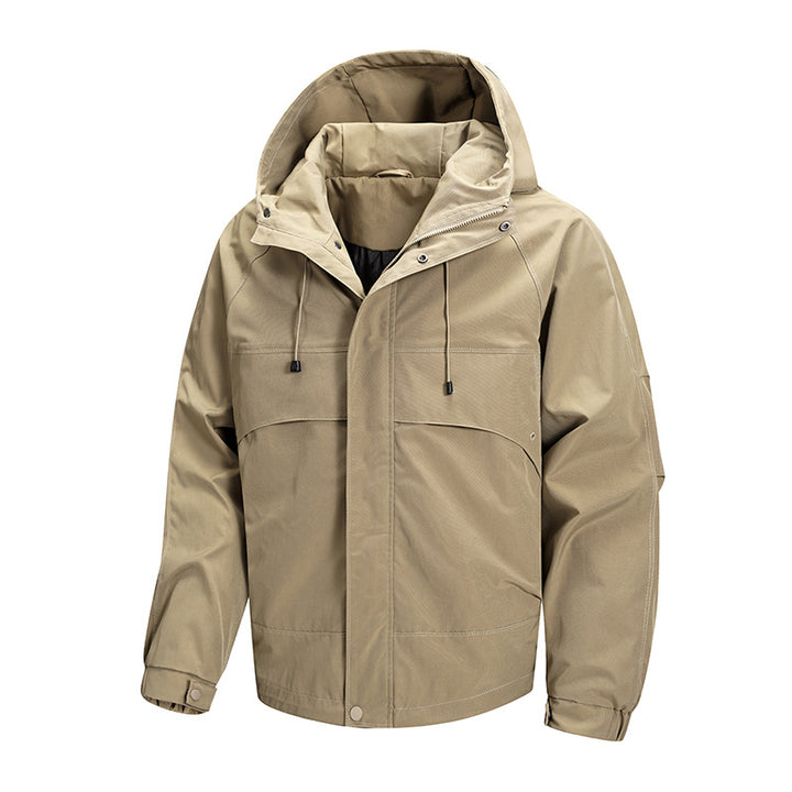 Herren urbane Allwetter-Hybridjacke mit gesteppter Innenseite, verstellbarer Kapuze und verdeckten Reißverschlusstaschen – Taviero