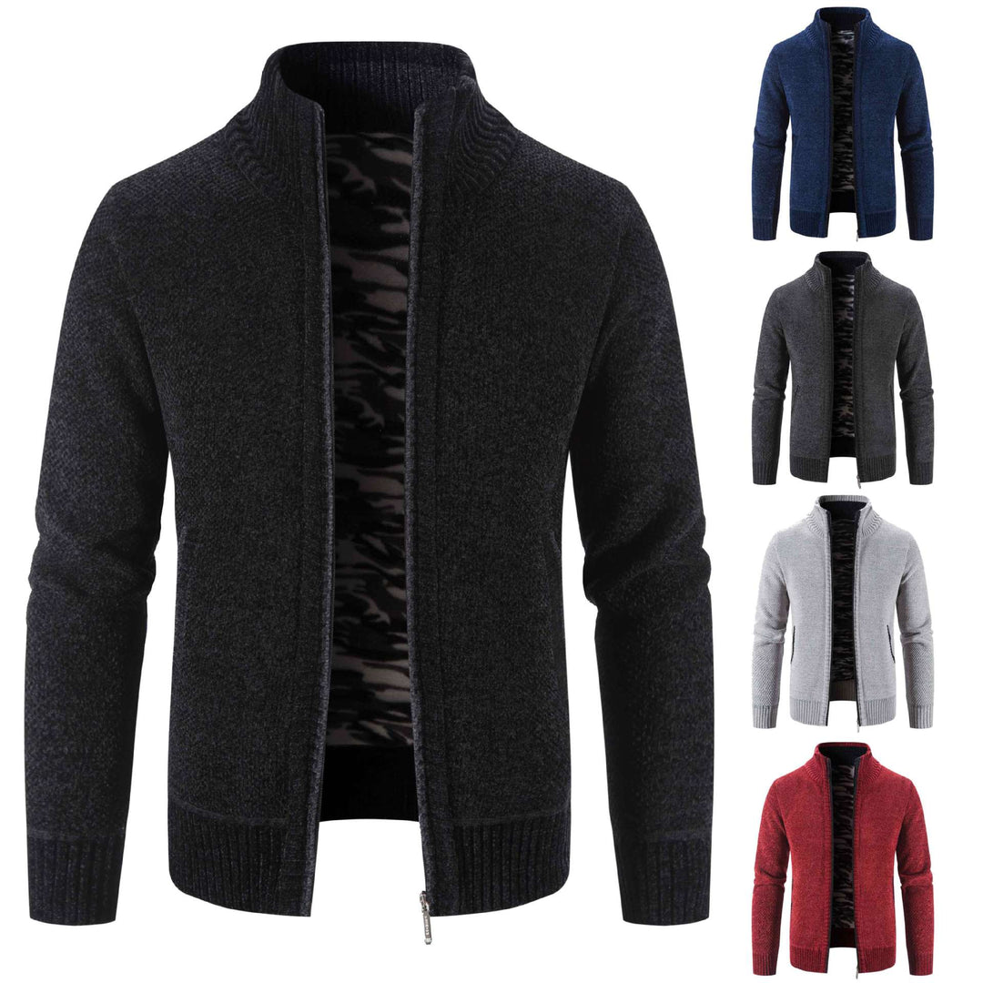 Herren Strickjacke mit hohem Kragen und praktischen Reißverschlusstaschen Echoarchiv