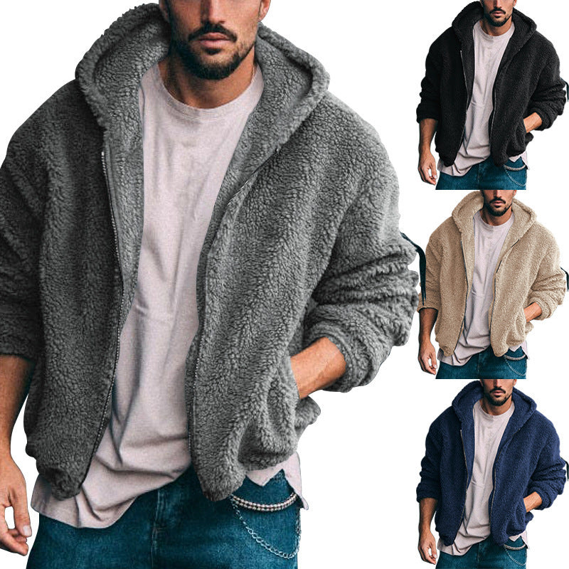 Herren Fleecejacke mit Kapuze und weich strukturiertem Innenfutter Echoarchiv