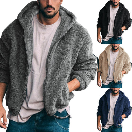 Herren Fleecejacke mit Kapuze und weich strukturiertem Innenfutter Echoarchiv