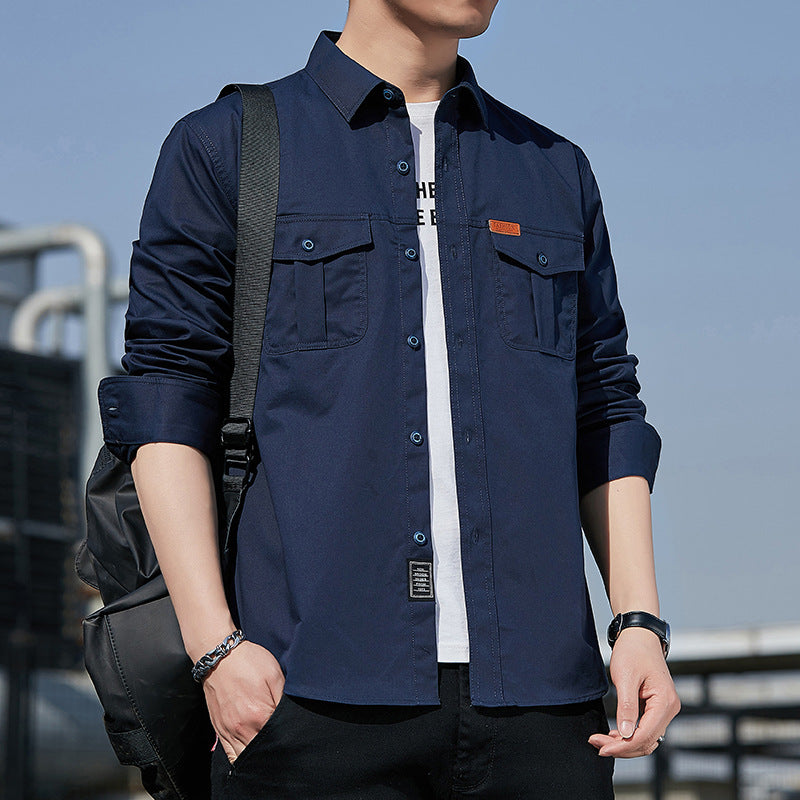Herren leichtes Utility-Overshirt aus Baumwoll-Canvas mit Brustpattentaschen Echoarchiv