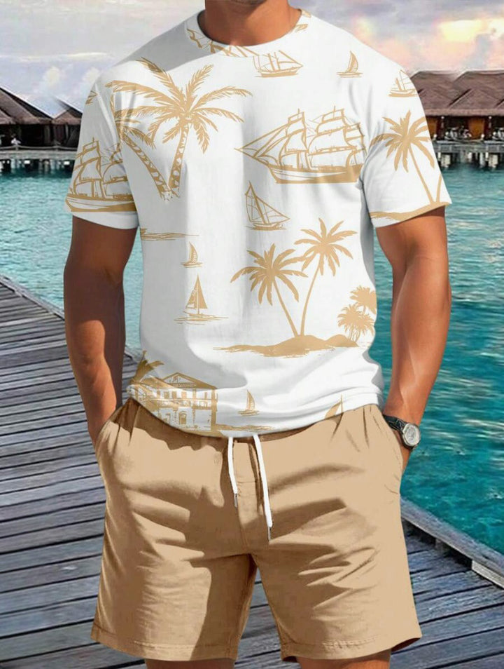 Herren Kurzarm-Shirt mit maritimem Motiv und entspannter Passform Echoarchiv