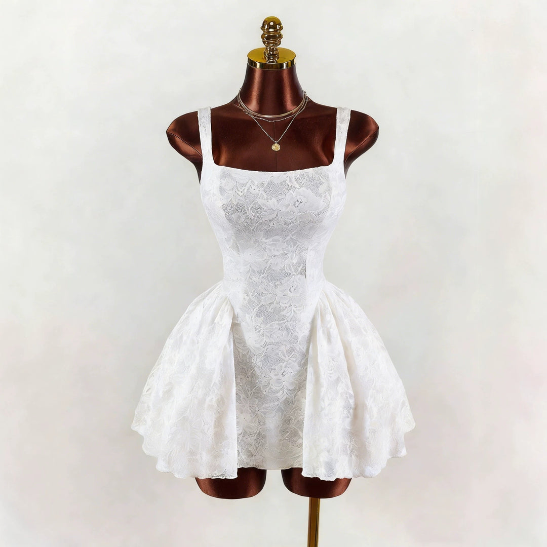 Damen nan tailliertes Spitzen-Cocktailkleid mit Korsett-Bustier und doppellagigem Schößchenrock Echo Archiv
