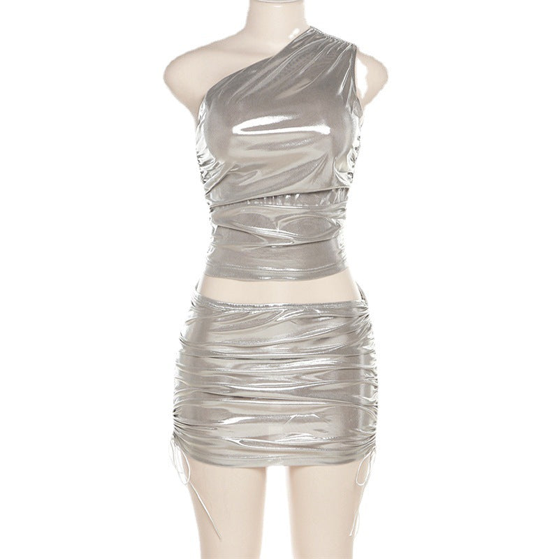 Damen metallisches Top und Minirock Set Echo Archiv