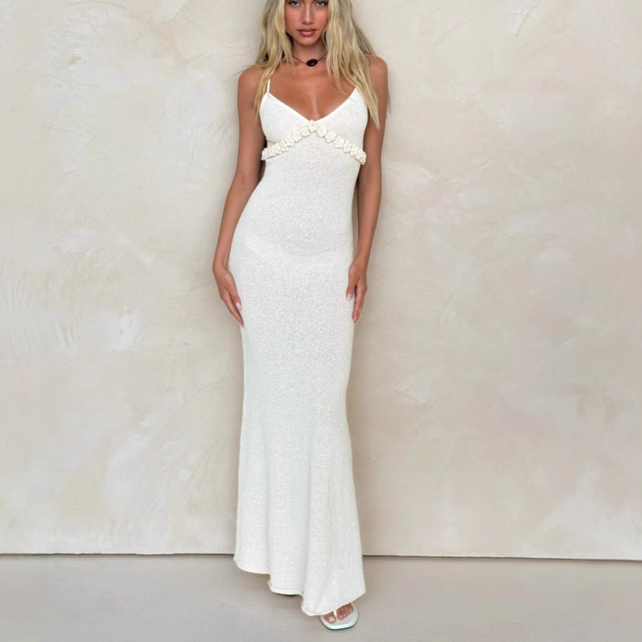 Damen Elegantes Maxikleid mit zartem Blumenakzent und figurbetontem Schnitt Echo Archiv