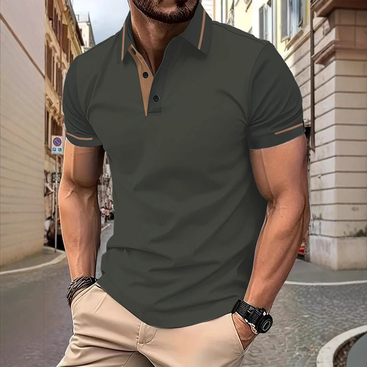 Herren modisches Kurzarmpoloshirt mit kontrastierenden Details Echoarchiv