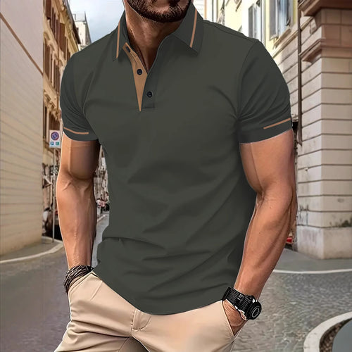 Herren modisches Kurzarmpoloshirt mit kontrastierenden Details Echoarchiv