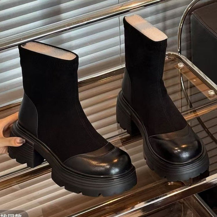 Damen Modische Stiefeletten mit Blockabsatz Echo Archiv