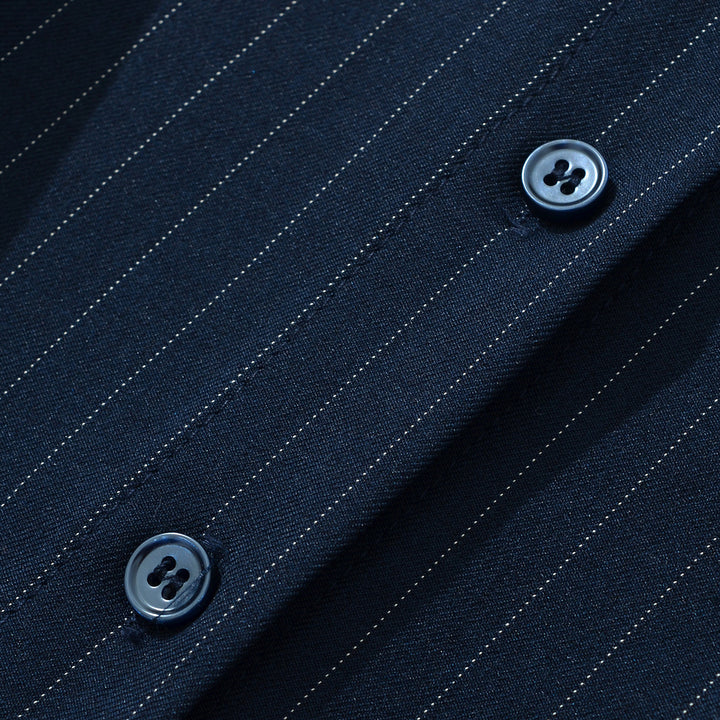 Damen Tailliertes Midikleid mit Hemdblusenoberteil und Nadelstreifen‑Design Echoarchiv