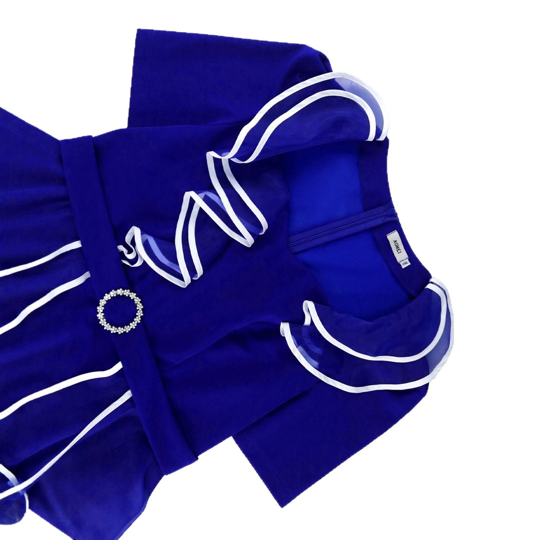 Damen elegantes Midikleid mit Rüschendetails und tailliertem Gürtel Echo Archiv