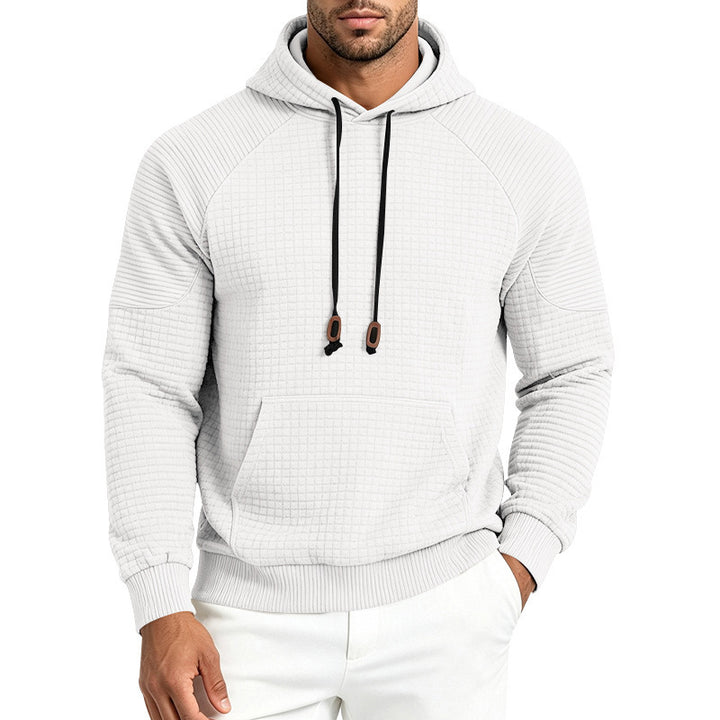 Herren Strukturierter Kapuzenpullover aus Waffeljersey mit Kängurutasche und Raglanärmeln Echoarchiv