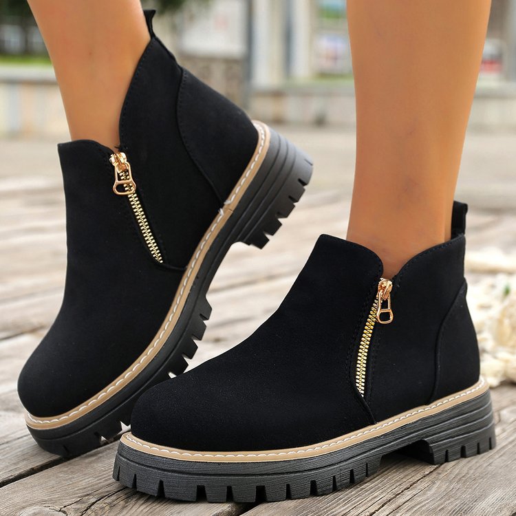 Damen Ankle-Boots mit grober Profilsohle und seitlichem Reißverschluss – Varelle