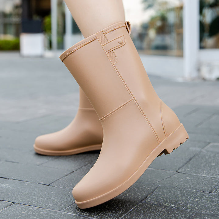 Damen Mittelhohe nahtlose Regenstiefelette aus flexiblem Vollgummi mit griffiger Profilsohle Echoarhiv – Lioré