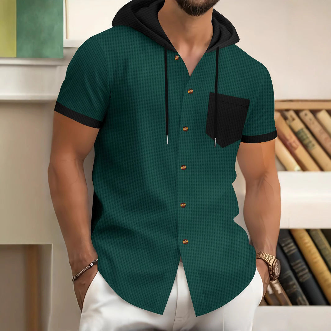 Herren Kurzarm-Hemd mit Kapuze und modischem Design Echoarchiv