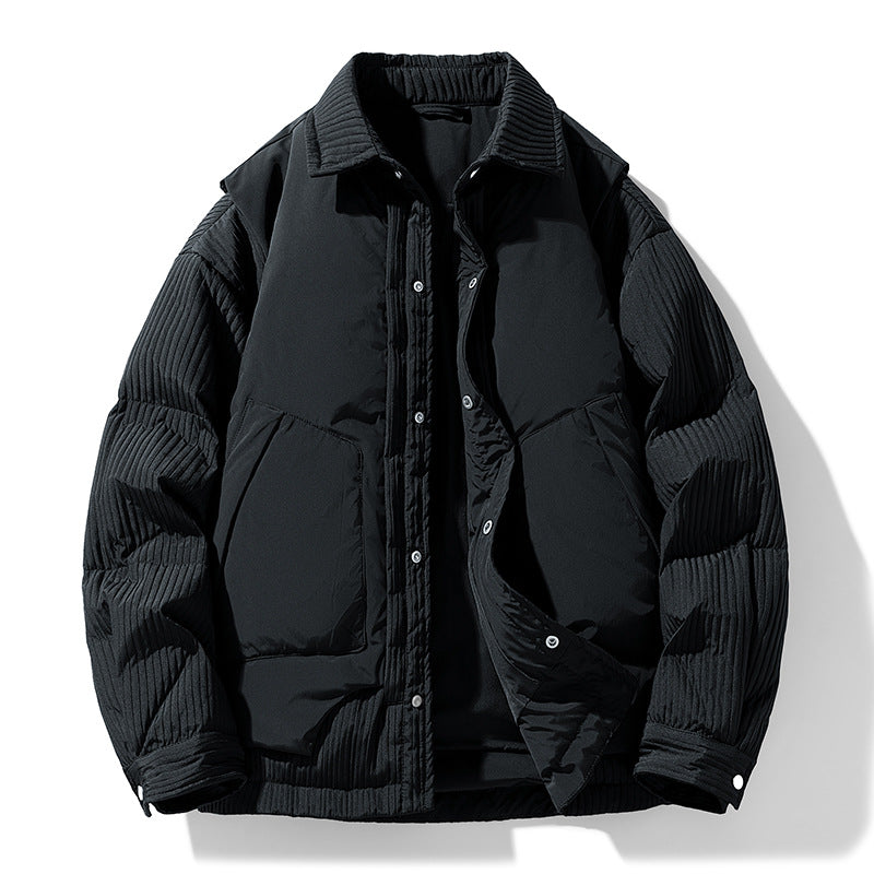Herren Wattierte Steppjacke mit Cord‑Einsätzen und Hemdkragen Echo Archiv