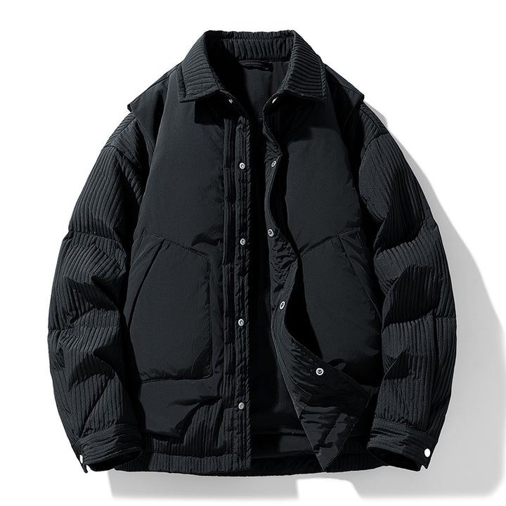 Herren Wattierte Steppjacke mit Cord‑Einsätzen und Hemdkragen Echo Archiv
