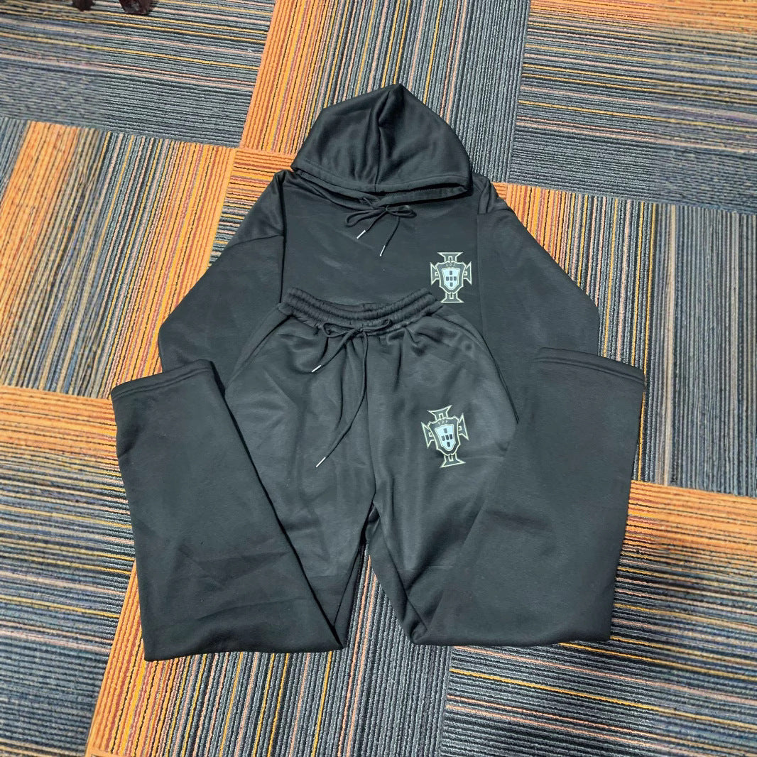 Unisex nan zweiteiliges Lounge-Set aus schwerer Baumwollmischung mit Kapuze und elastischem Bundhose Echo Archiv